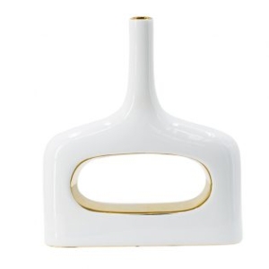 Open Design White and Gold Accent Vase | 13.2"