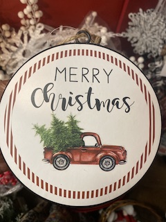 DW010 Metal Holly Flat Disc Ornament