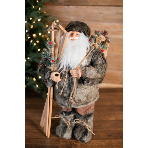 Santa with Ski & Gift Bag
