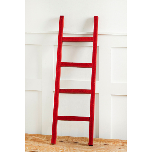 Red Wood Antique Christmas Ladder