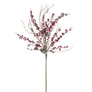 Red Berry Pinecone Twig Spray | 30"