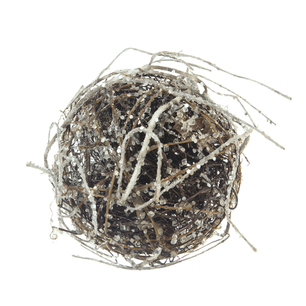 Brown Iced Twig Ball | 6"