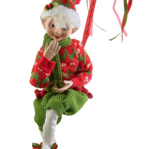 elves christmas decorations red and green holly posable elf