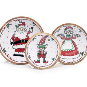 JOYFUL HOLIDAY NESTED MANGO WOOD BOWLS