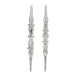 12" SILVER JEWELED FINIAL ORNA