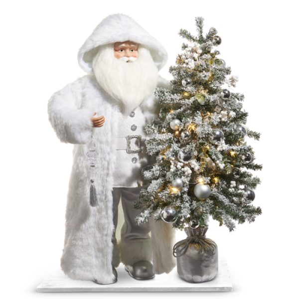 37" ARTIC WINTER SANTA WITH LIGHTED TREE