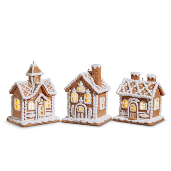 4.25" LIGHTED GINGERBREAD HOUSE ORNAMENT