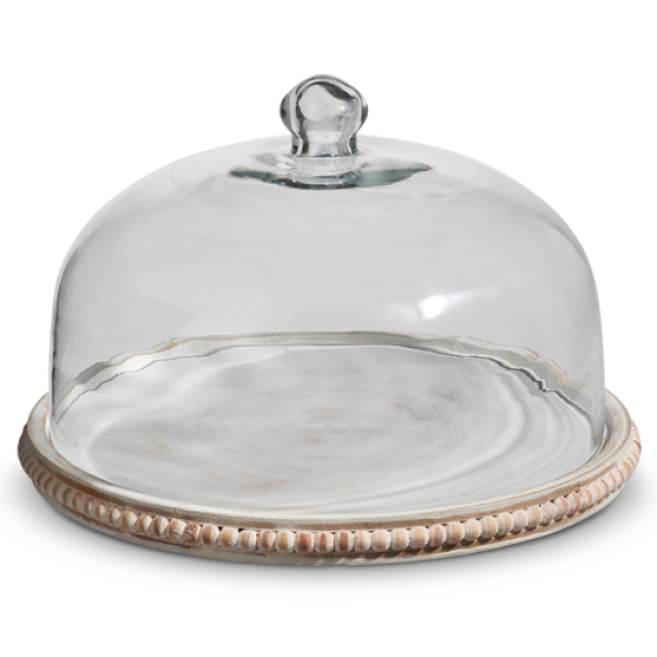 11.75" WHITEWASH BEADED TRAY WI