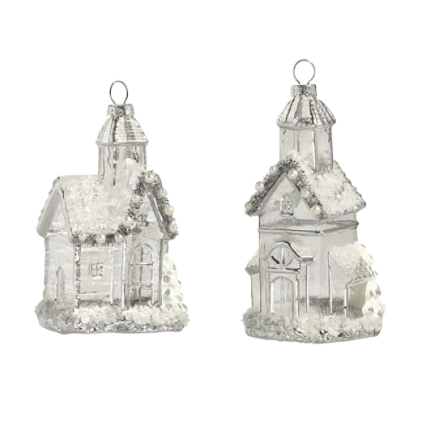 5" SILVER CHURCH ORNAMENT