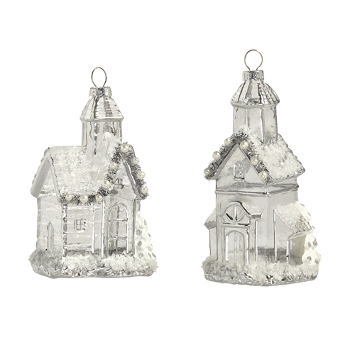 5" SILVER CHURCH ORNAMENT