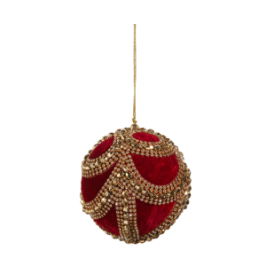 4" RED VELVET JEWELED ORNAM