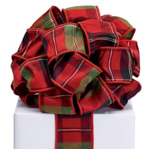 Plaid Green & Red Wired Ribbon | 2.5"