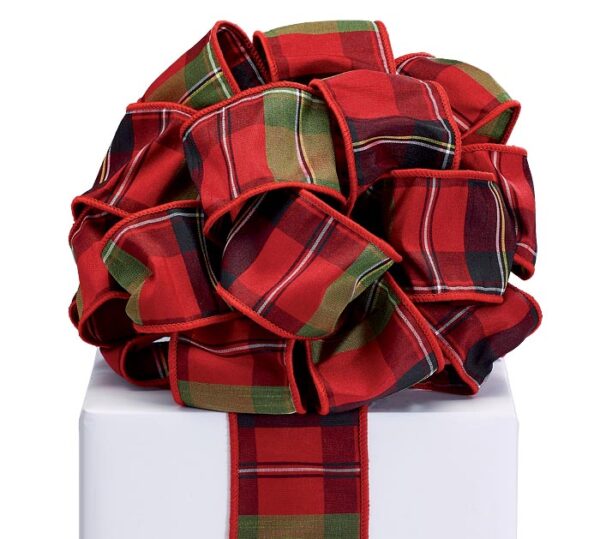 Plaid Green & Red Wired Ribbon | 2.5"