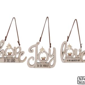 LOVE HOPE JOY MESSAGE ORNAMENTS