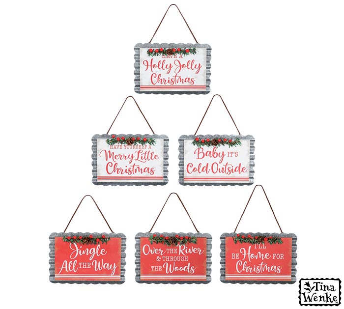 CHRISTMAS SONG SIGN ORNAMENT ASTD | 3Pc