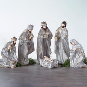 NATIVITY SET IN NATURAL WASH COLOR | 6Pc