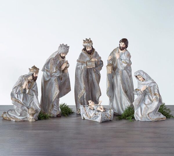 NATIVITY SET IN NATURAL WASH COLOR | 6Pc
