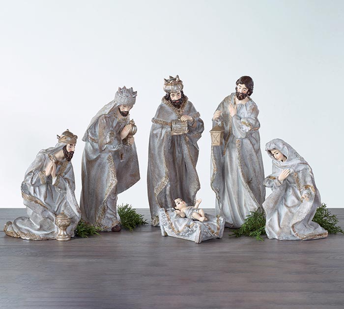 NATIVITY SET IN NATURAL WASH COLOR | 6Pc