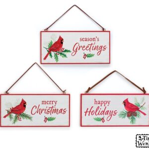 CHRISTMAS CARDINAL WALL HANGING ASTD