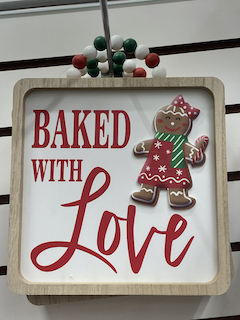 GINGERBREAD WALLHANGING BEADED HANDLE