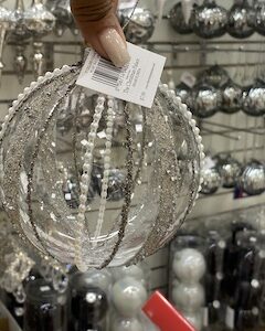 5" CELLINE CLEAR W PEARL BALL
ORN