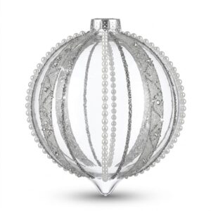 Clear Celline Ball Ornament w/ Pearl | 5in