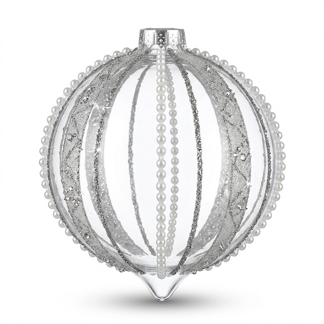 Clear Celline Ball Ornament w/ Pearl | 5in