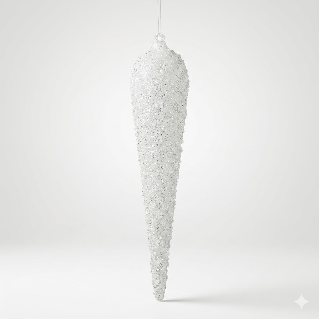 white glass finial ornament