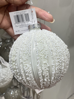 4" WHITE GLASS DECO BALL ORN
GASST