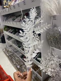 30" WHITE GLITTER FANCY TWIGSPRAY