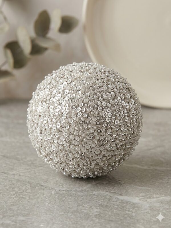 4.5" platinum sequin icedball orn