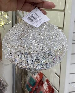 6in CHAMPAGNE JEWEL GLASS ORN
