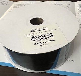 1.5" x 10YD Dark Green Unwired Velvet Ribbon