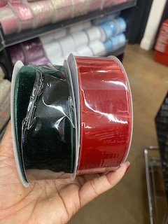 1.5" x 10yd Red Unwired Velvet Ribbon