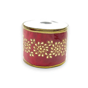 4"X5YD Gold stone
embroidery on red velvet