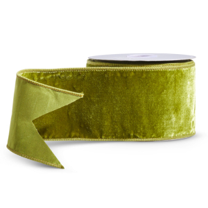 4" X 10 YDS APPLE GREEN VELVET RIBBON