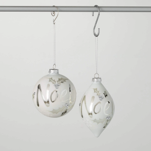 WHITE SILVER NOEL ORNAMENTS