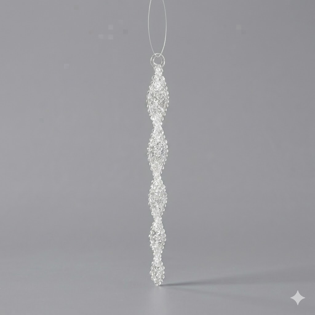 13" swirl icicle bead ornclass 3asst
