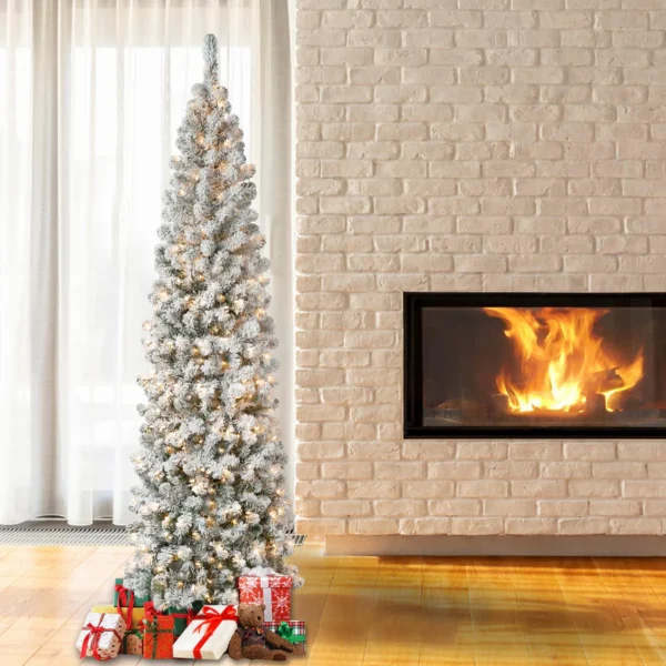 AC100-304-75F 7.5Ft Pre-Lit NATIONAL TREE Acacia Pencil Slim Flocked Tree