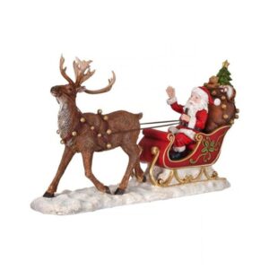 17" RSN SANTA IN SLEIGH W/REINDEER"