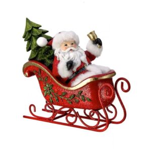 MTX68389 10"RESIN SANTA IN SLEIGH RINGING BELL
