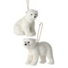 Faux Fur Polar Bear Ornament | Set of 2 | Size: 5"