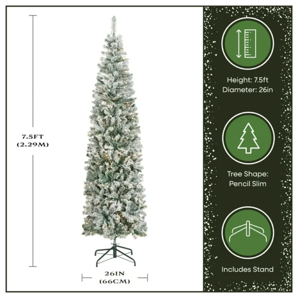 7.5ft pre lit national tree acacia pencil slim flocked tree