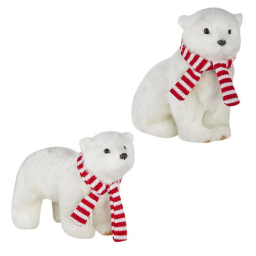 RAZ Polar Bear with Scarf Ornament 5.25"