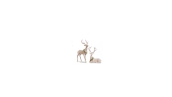 RAZ White Deer with Wreath 17"