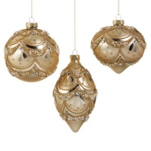 4522866 RAZ Gold Pearl Trimmed Ornament