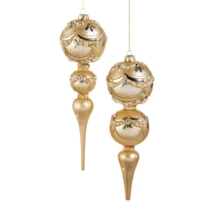 4522867 RAZ Gold Pearl Trimmed Finial Ornament