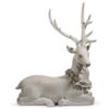 RAZ Iced Laying Deer with Holly Wreath