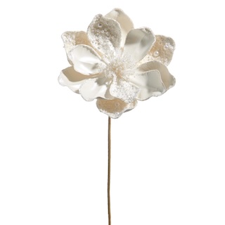 RAZ White Pearl Beaded Magnolia Pick
