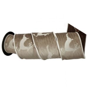 MTX76820 4"X5Y SUEDE/VELVET PRANCING DEER RIBBON